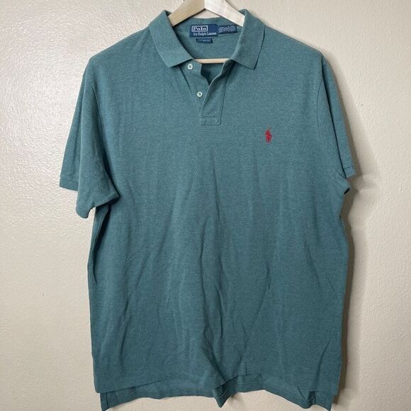 Polo Ralph Lauren Shirt Mens XXL Green Polo Buttons Short Sleeve Custom Fit - Picture 1 of 8